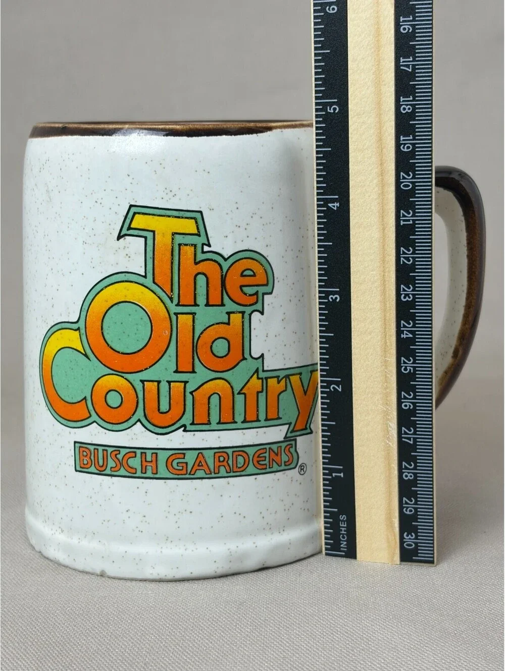 Vintage Busch Gardens The Old Country Coffee Mug Beer Stein Speckled Stoneware
